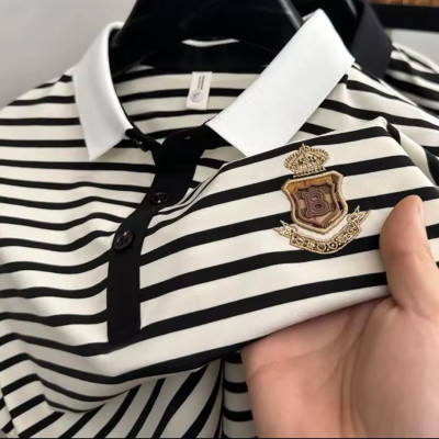 White Black - Premium Stripe Polo Shirt