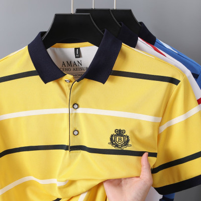 Yellow - Premium Striped Polo Shirt