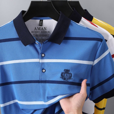 Blue - Premium Striped Polo Shirt