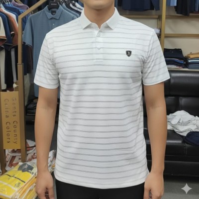 White Premium stripe Polo-550
