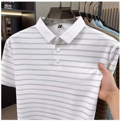 White Premium stripe Polo-550