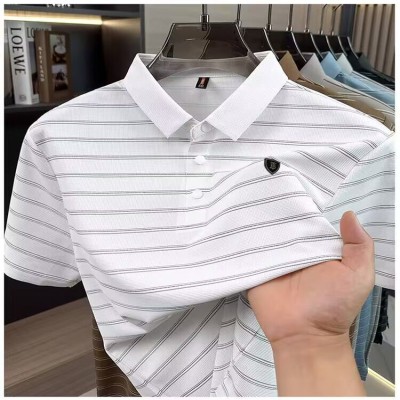 White Premium stripe Polo-550