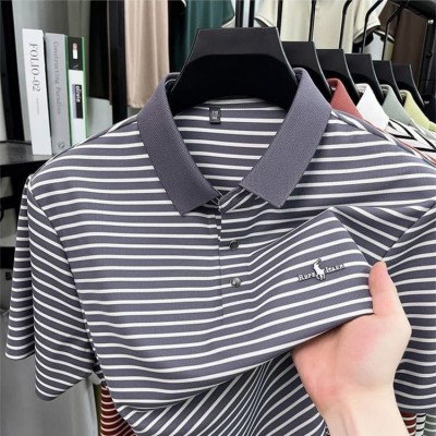 Grey and White Stripe - Premium Polo-561