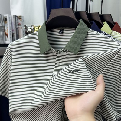 Sage Olive Green Premium Stripe Polo-565
