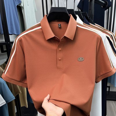 Terracotta Brown Premium Stripe Polo-567