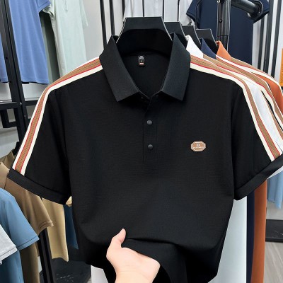 Jet Black Premium Stripe Polo-568