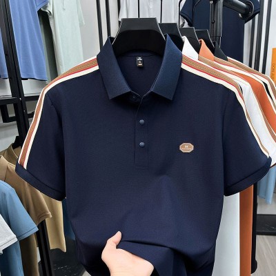 Classic Navy Blue Premium Stripe Polo-569