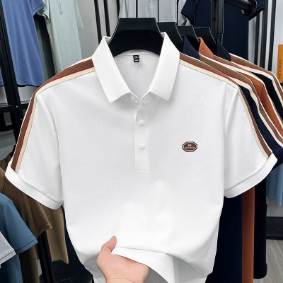 White Premium Stripe Polo-570